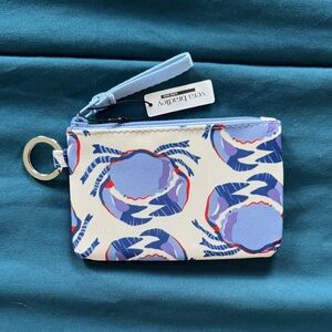 Vera Bradley Blue and Red Crab Pattern Wristlet